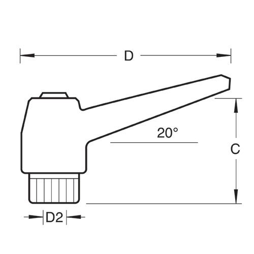 CR/KB/PK9 - Craft adjustable lever female M6 4 pack