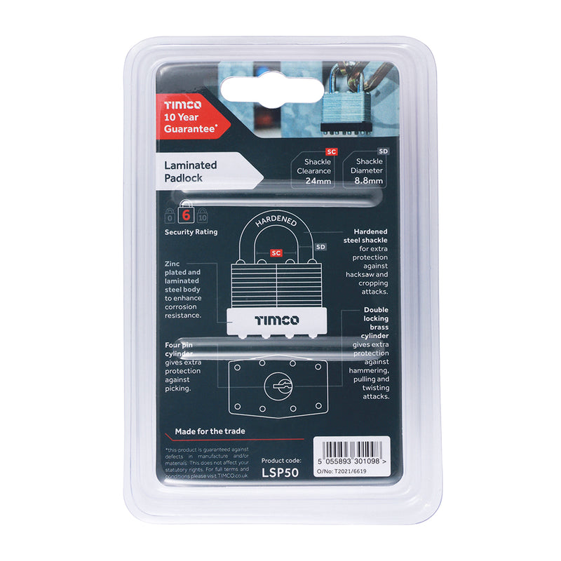 TIMCO Laminated Padlock - 40mm