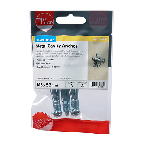 TIMCO Metal Cavity Anchors Silver — Trade Pack