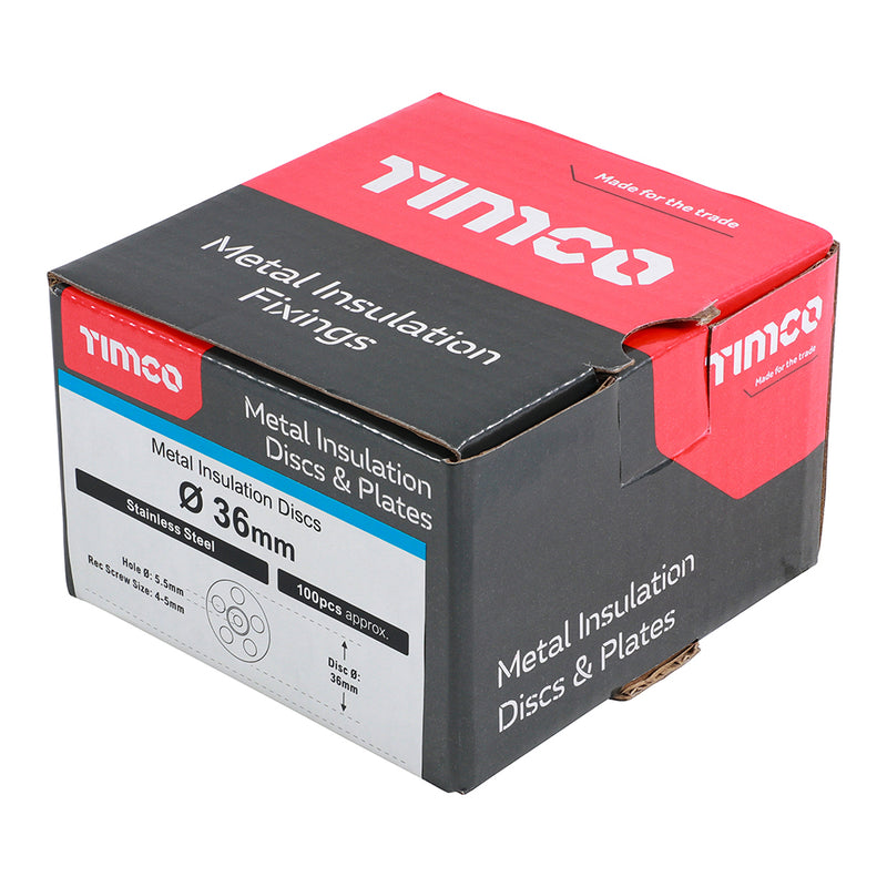 TIMCO Metal Insulation Discs Silver - 35mm