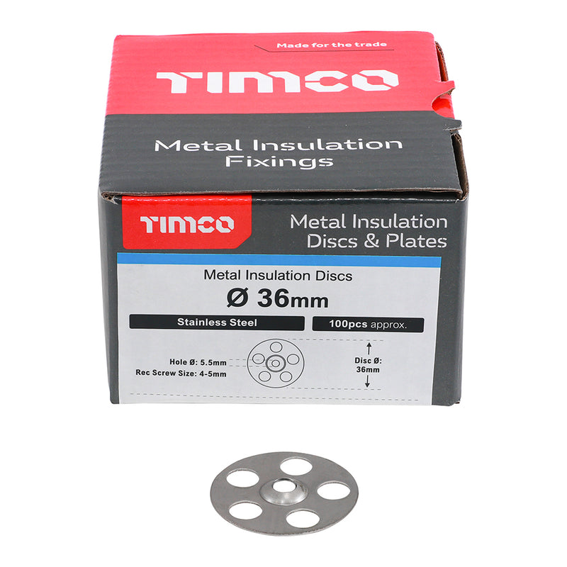 TIMCO Metal Insulation Discs Silver - 35mm