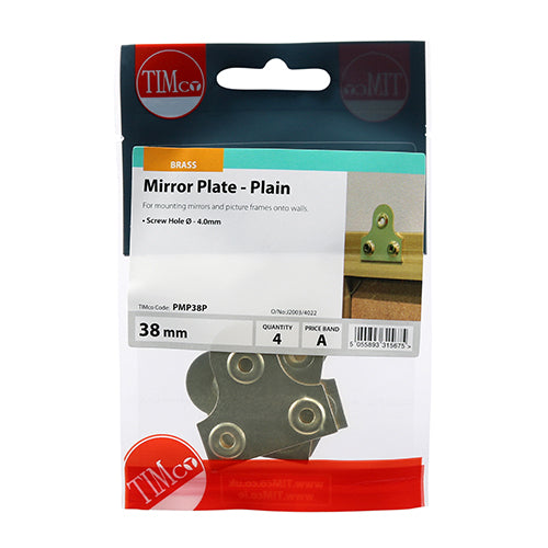 TIMCO Mirror Plates Plain Electro Brass - 32mm