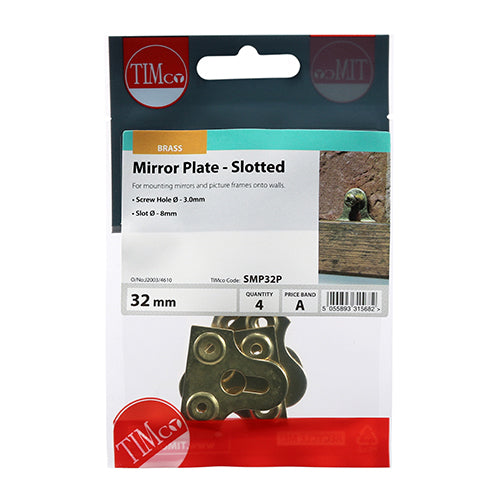 TIMCO Mirror Plates Plain Electro Brass - 32mm