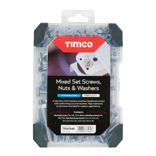 TIMCO Set Screws Nuts Washers Zinc Mixed Tray - 199pcs