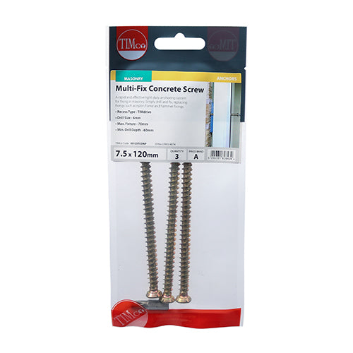 TIMCO Concrete Screws Flat Countersunk Gold — Trade Pack