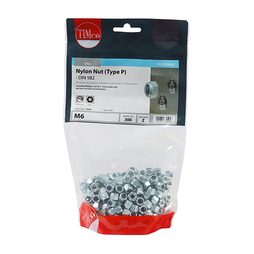TIMCO Nylon Insert Nuts Type P DIN982 Silver — Bag