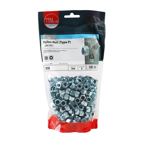 TIMCO Nylon Insert Nuts Type P DIN982 Silver — Bag