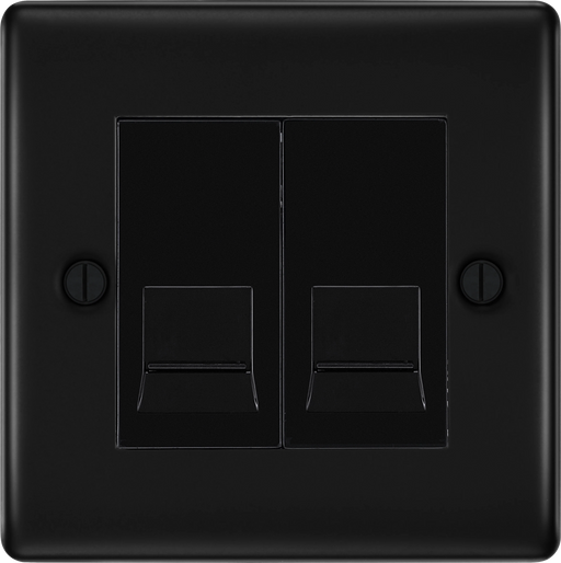 BG Electrical Nexus Metal Matt Black - Double telephone socket, secondary