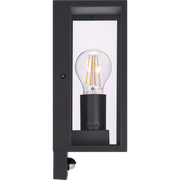 Luceco Azurar Coach Lantern - Exterior Decorative Wall Glass Lanten Single with PIR motion Sensor IP44 E27 Lamp included Black