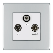 BG Electrical Flatplate Screwless Polished Chrome - Triple TV/FM/SAT triplex - screened