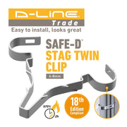 D-Line Fire Clip - Safe-D Stag-Clip for 2x 6-8mm φ cables. Twin, Galv. - Pack of 50