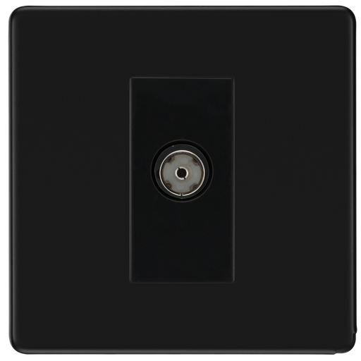 BG Electrical Flatplate Screwless Matt Black - Single isolated, co-axial