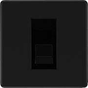 BG Electrical Flatplate Screwless Matt Black - Single telephone socket, secondary