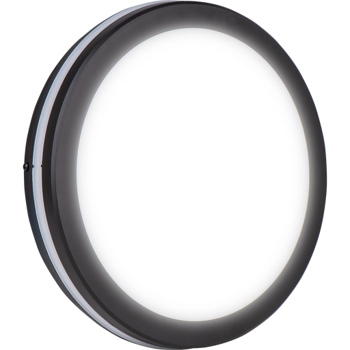 Luceco Circulus Decorative Round Outdoor Bulkhead Wall Light with Power Wattage Change and Colour Change (CCT), LED Exterior Lighting, Black, IP65, 24W, 2400lm