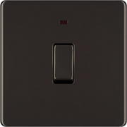 BG Electrical Flatplate Screwless Black Nickel - 20A double pole, with indicator