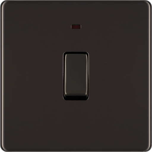BG Electrical Flatplate Screwless Black Nickel - 20A double pole, with indicator