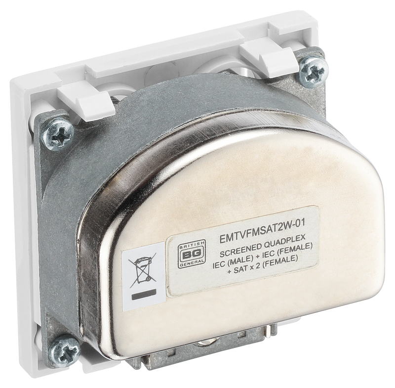 BG Electrical Euro Module - TV radio and dual satellite module - TV IEC male, radio IEC female, dual satellite female
