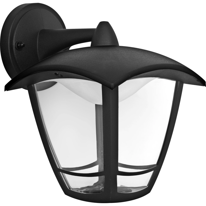 Luceco Coach Lantern - Exterior LED Coach Lantern 4 Panel Top Arm 640lm 8w 4000k Ip44 Black Non-pir