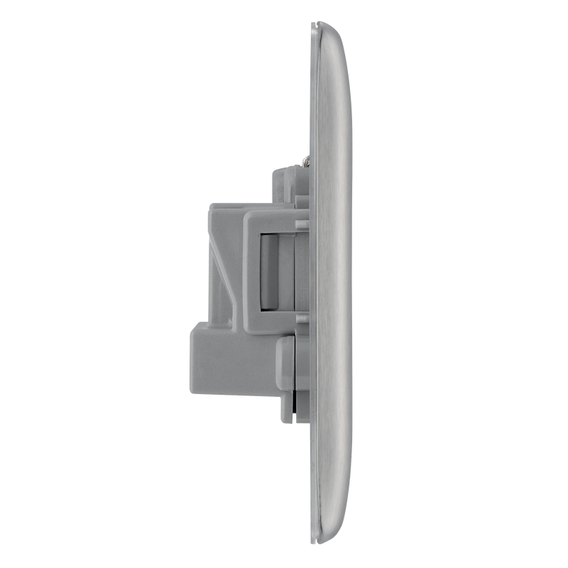 BG Electrical Nexus Metal Brushed Steel - 5A, single, unswitched, round pin