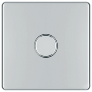 BG Electrical Flatplate Screwless Polished Chrome - Single, 2 way push 200W