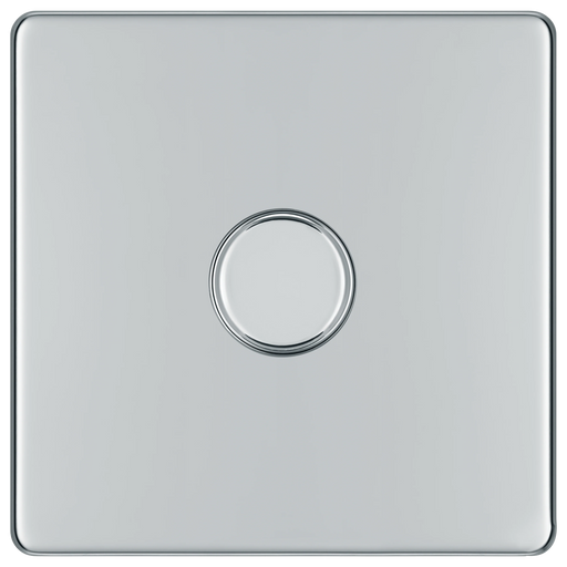 BG Electrical Flatplate Screwless Polished Chrome - Single, 2 way push 200W