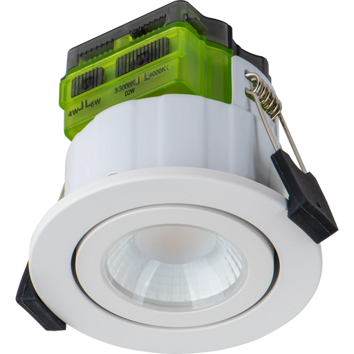 Luceco Ftype MK2 Fire Rated Downlight 4W/6W 690lm Power Change & CCT Change 3000K / 4000K Dim2Warm IP20 White - Adjustable - Pack of 1