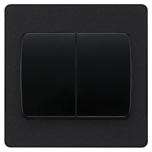 BG Electrical Evolve Matt Black - Double, 2 way switch, wide rocker