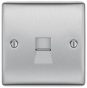 BG Electrical Nexus Metal Brushed Steel - Single, RJ11 telephone socket