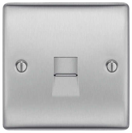 BG Electrical Nexus Metal Brushed Steel - Single, RJ11 telephone socket