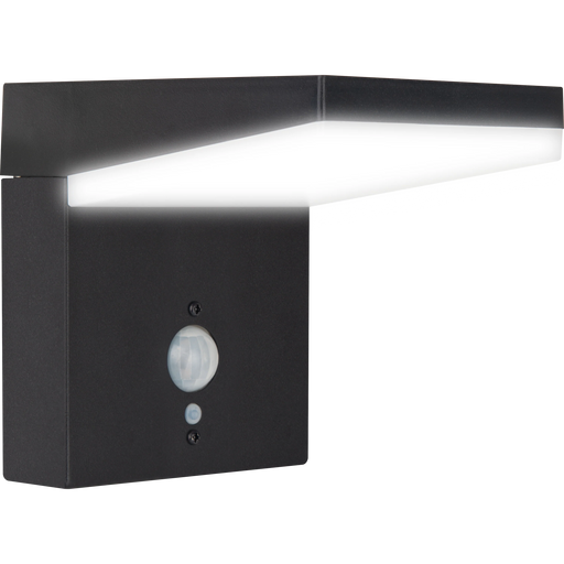 Luceco Slate Grey Wall Lights - Aries Decorative Outdoor Solar Wall Light with PIR Motion Sensor, LED Exterior Lighting, Slate Grey, IP44, 5W, 600lm, 3000K