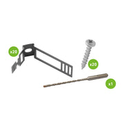 D-Line Fire Clip - EV Fixing Pack 16-21mm Black. Bag of 20 c/w Pan Head Screws & 5mm SDS Bit