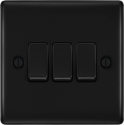 BG Electrical Nexus Metal Matt Black - Triple, 2 way switch