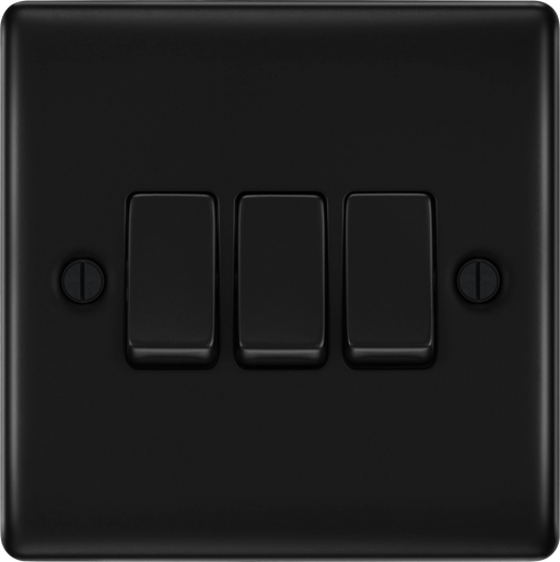 BG Electrical Nexus Metal Matt Black - Triple, 2 way switch