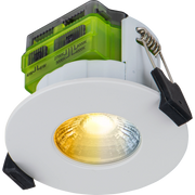 Luceco Ftype MK2 Fire Rated Downlight 4W/6W 750lm Power Change with 4Colour CCT 2700, 3000, 4000K, 6000K Dimmable IP65 White bezel - Flat