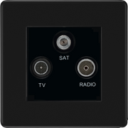 BG Electrical Flatplate Screwless Matt Black - Triple TV/FM/SAT triplex - screened