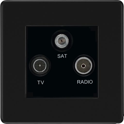 BG Electrical Flatplate Screwless Matt Black - Triple TV/FM/SAT triplex - screened
