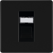BG Electrical Flatplate Screwless Matt Black - Single, RJ45 data socket