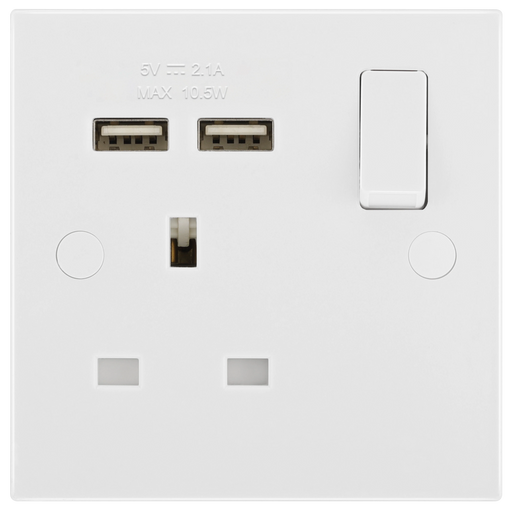 BG Electrical 900 Series - Single switched, single pole, with 2 x USB A