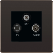 BG Electrical Flatplate Screwless Black Nickel - Triple TV/FM/SAT triplex - screened