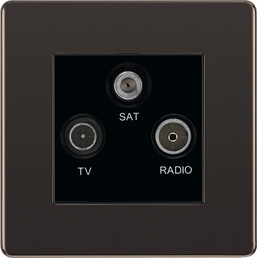 BG Electrical Flatplate Screwless Black Nickel - Triple TV/FM/SAT triplex - screened