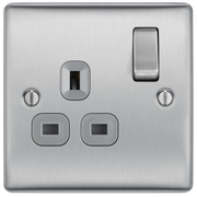 BG Electrical Nexus Metal Brushed Steel - Single switched, double pole