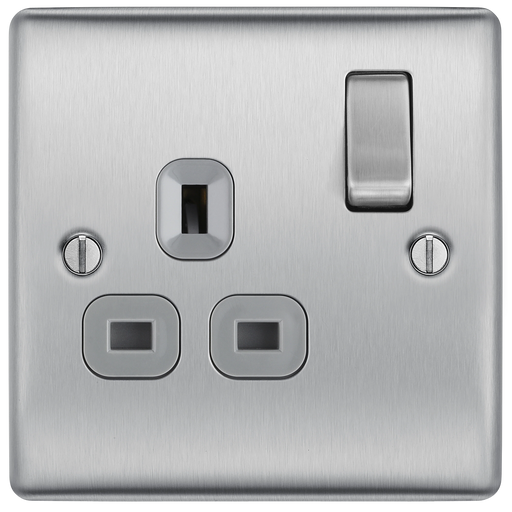 BG Electrical Nexus Metal Brushed Steel - Single switched, double pole