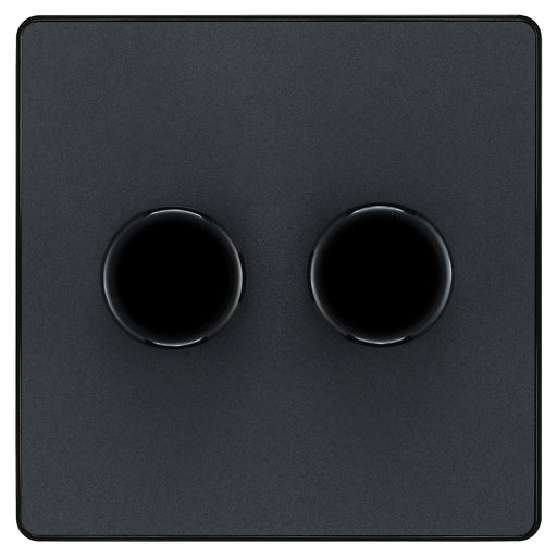 BG Electrical Evolve Matt Grey - Double, 2 way push 200W
