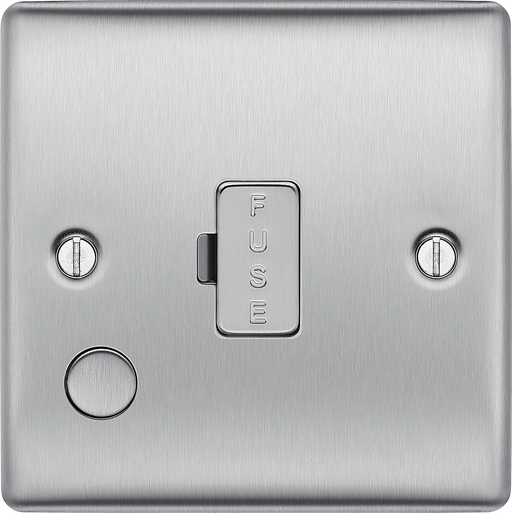 BG Electrical Nexus Metal Brushed Steel - Unswitched and fused with flex outlet