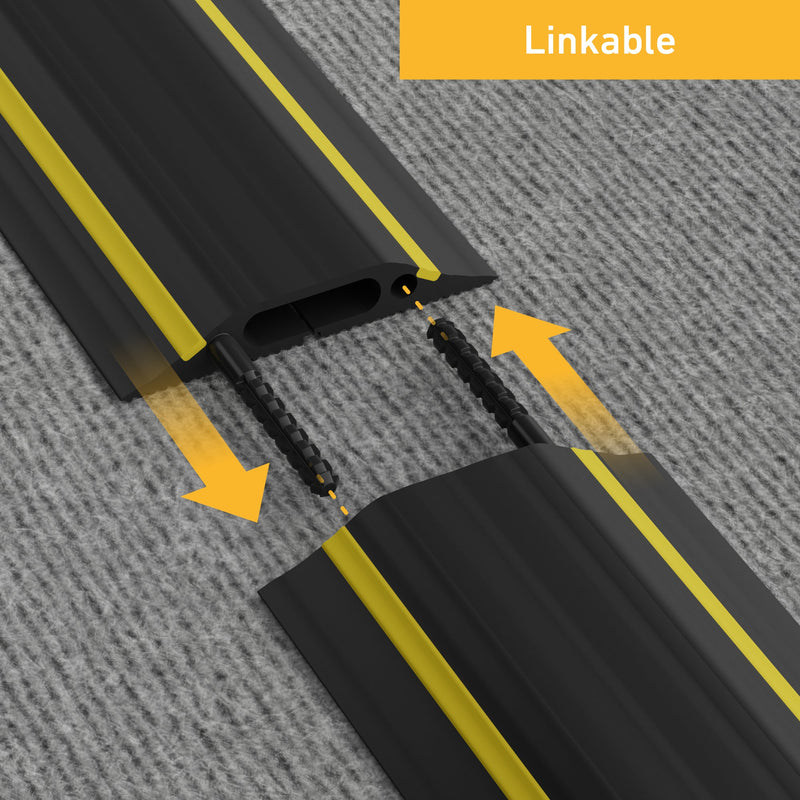D-Line Floor Cover - Medium Duty Black & Yellow Floor Cable Protector - 9m, 30x10mm