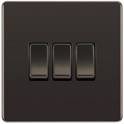 BG Electrical Flatplate Screwless Black Nickel - Triple 2 way switch
