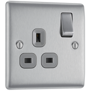 BG Electrical Nexus Metal Brushed Steel - Single switched, double pole