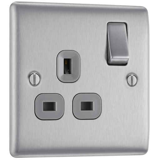 BG Electrical Nexus Metal Brushed Steel - Single switched, double pole