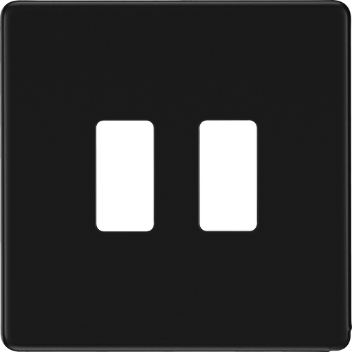 BG Electrical Flatplate Screwless Matt Black - 2 module - square