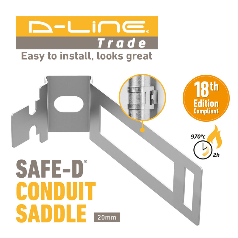 D-Line Fire Clip - Safe-D Conduit Saddle 25mm - Galv. (Box of 100)